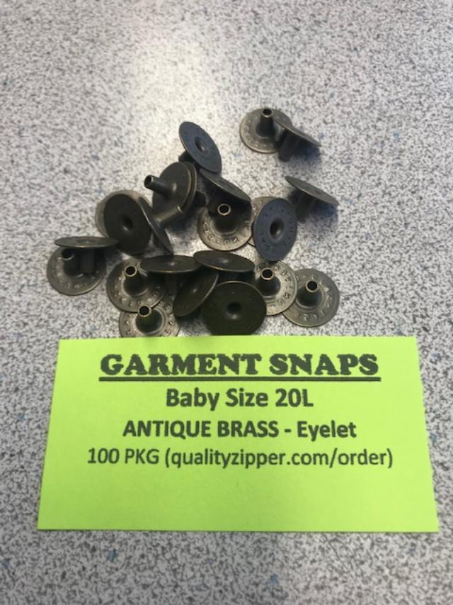 (4-A) GARMENT SNAPS EYELET only - ANTIQUE BRASS baby size 20L