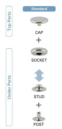 (3-A) Garment Snaps Regular Size - 24L Buttons (Caps)