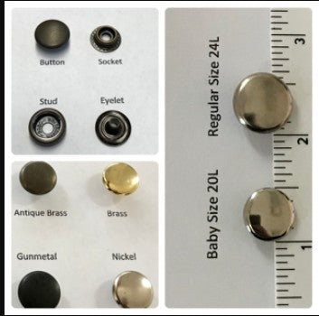 (3-A) Garment Snaps Regular Size - 24L Buttons (Caps)