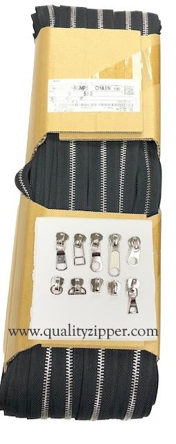YKK® #5 Everbright Nickel Metal Zipper Chain – 9/16